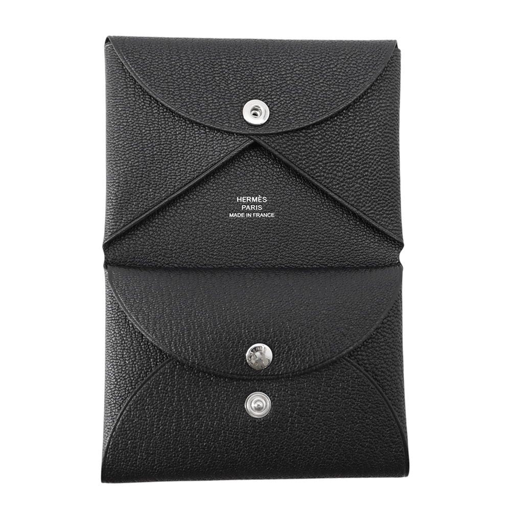 Hermes Coin Case Calvi Duo Black Silver Chevre Misor — view 4