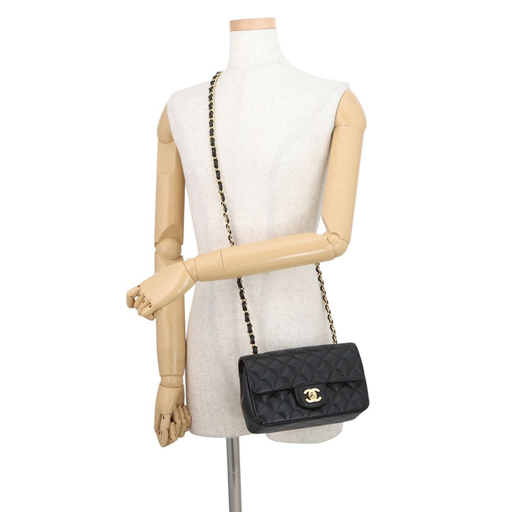 Chanel Chain Shoulder Bag Mini Quilted 20 CC Logo Leather Black — view 4