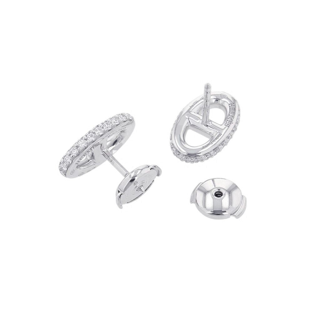 Hermes Earrings Chaine D'ancre Farandole Diamond Total 18k White Gold — view 3