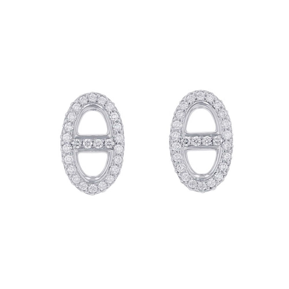 Hermes Earrings Chaine D'ancre Farandole Diamond Total 18k White Gold