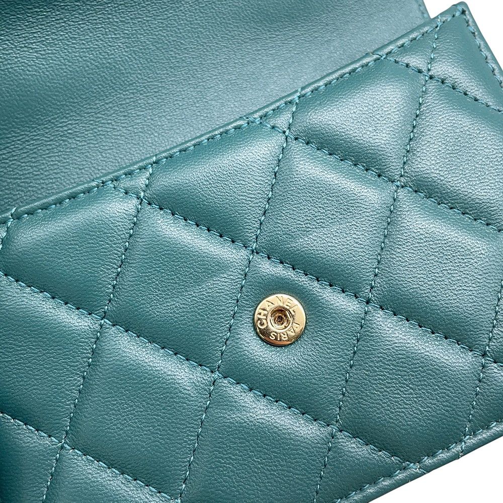 Chanel Chain Wallet Quilted CC Logo Flap Coin Purse Lambskin — view 7