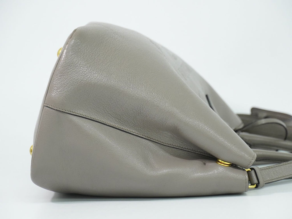 Prada Leather 2-Way Shoulder Bag Tote Pochette Gray — view 4