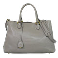 Prada Leather 2-Way Shoulder Bag Tote Pochette Gray