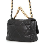 Chanel Chain Shoulder Bag 19 CC Logo Shiny Lambskin Black — view 2