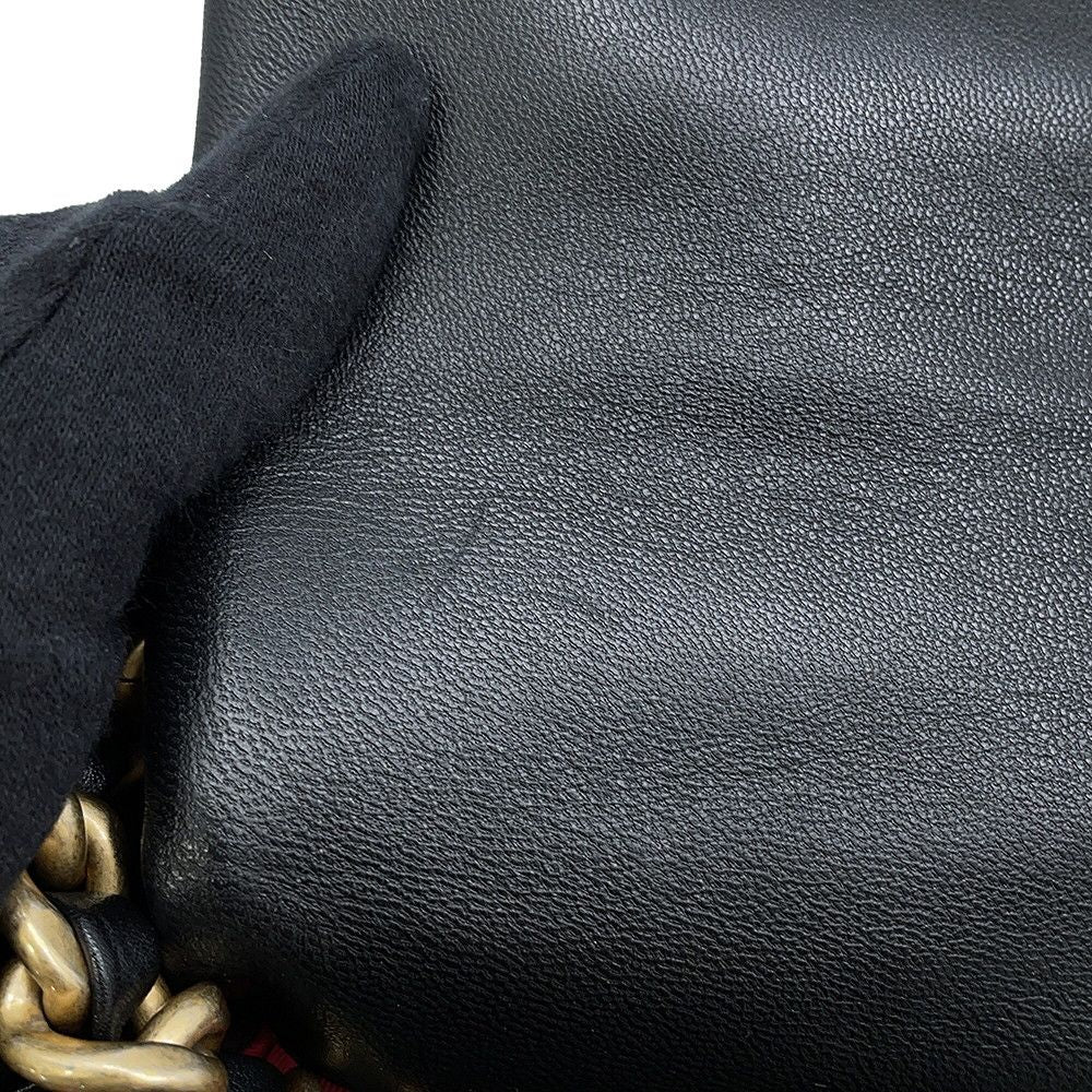 Chanel Chain Shoulder Bag 19 CC Logo Shiny Lambskin Black — view 8