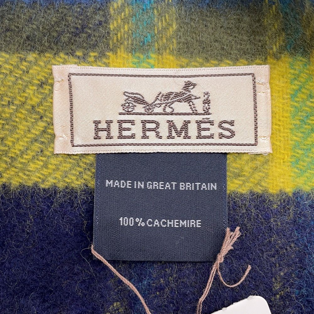 Hermes Scarf Her Mes Tartan Check Cashmere Shawl — view 5