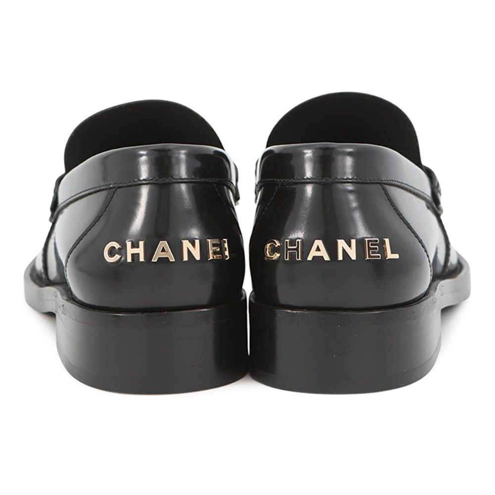 Chanel Loafers Back Toe Carre Shiny Calfskin 38c Shoes Black SS — view 3