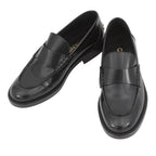 Chanel Loafers Back Toe Carre Shiny Calfskin 38c Shoes Black SS