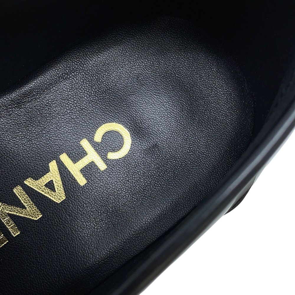 Chanel Loafers Back Toe Carre Shiny Calfskin 38c Shoes Black SS — view 8