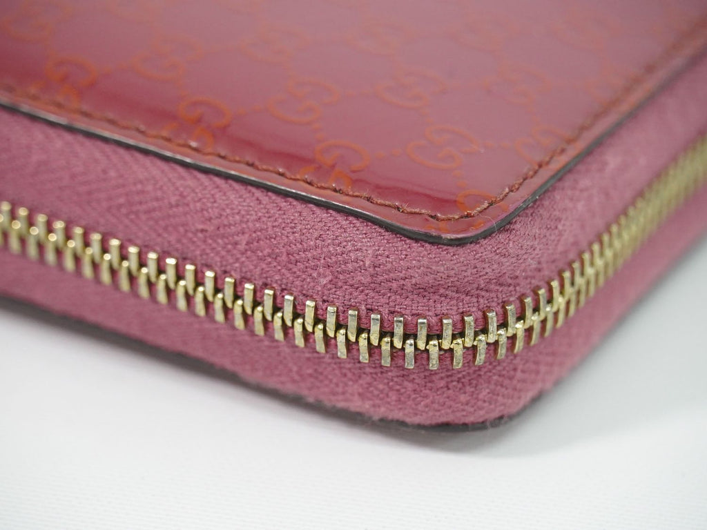 Gucci Brea Micro Guccissima Zip Around Wallet Patent Leather Pink — view 7