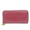 Gucci Brea Micro Guccissima Zip Around Wallet Patent Leather Pink