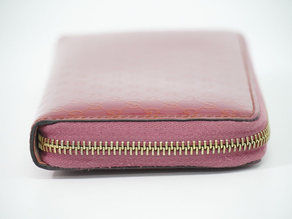 Gucci Brea Micro Guccissima Zip Around Wallet Patent Leather Pink — view 4