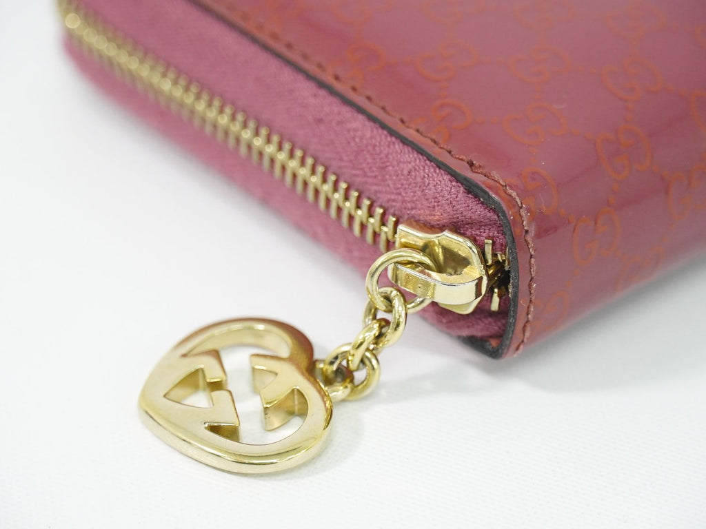 Gucci Brea Micro Guccissima Zip Around Wallet Patent Leather Pink — view 6