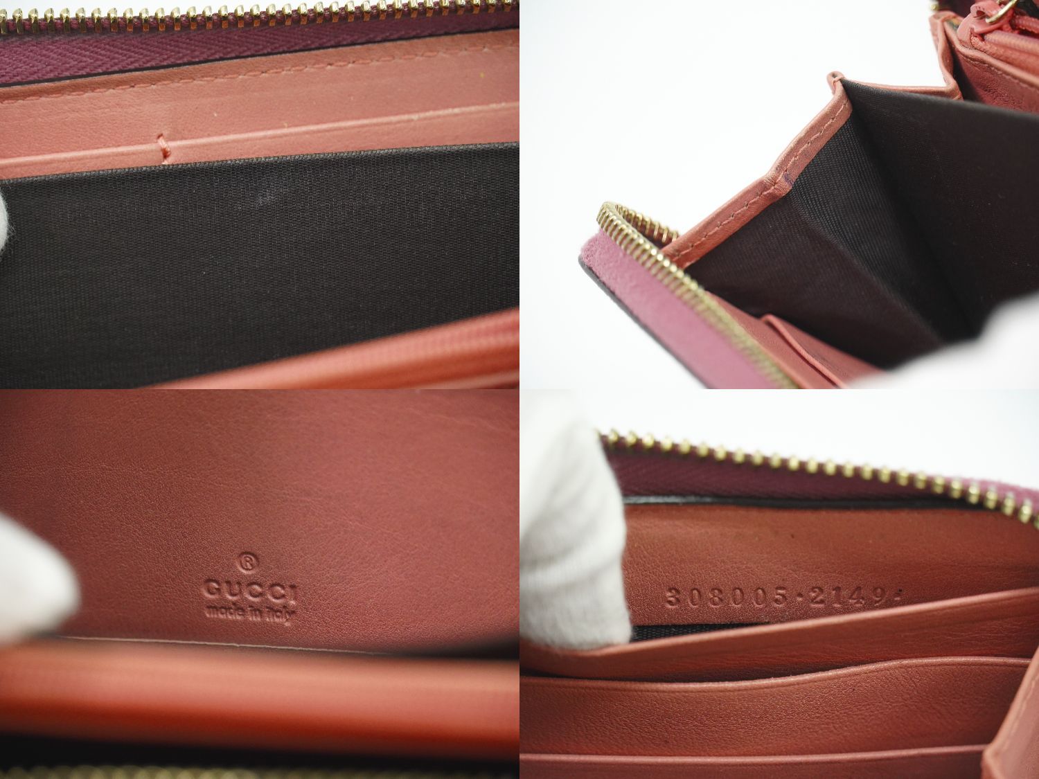 Gucci Brea Micro Guccissima Zip Around Wallet Patent Leather Pink — view 9