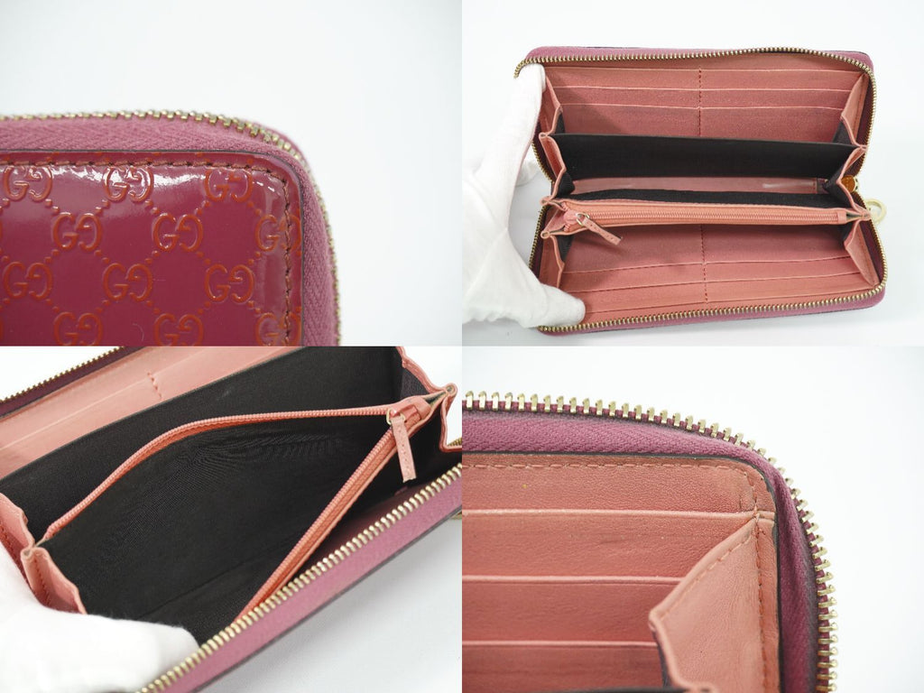 Gucci Brea Micro Guccissima Zip Around Wallet Patent Leather Pink — view 8