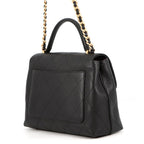Chanel Chain Shoulder Bag Top Handle Flap CC Logo Large Calfskin Black — view 2