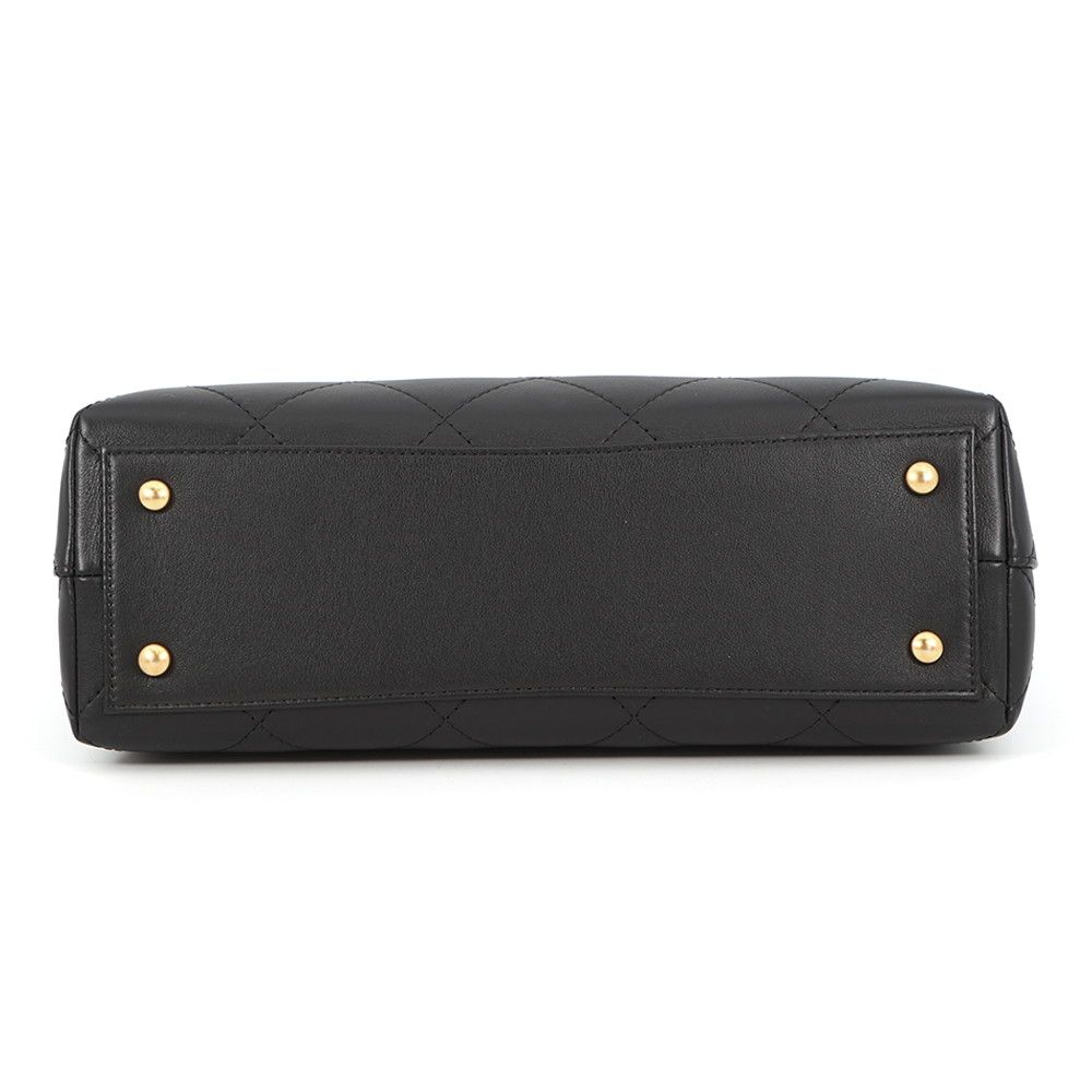 Chanel Chain Shoulder Bag Top Handle Flap CC Logo Large Calfskin Black — view 3