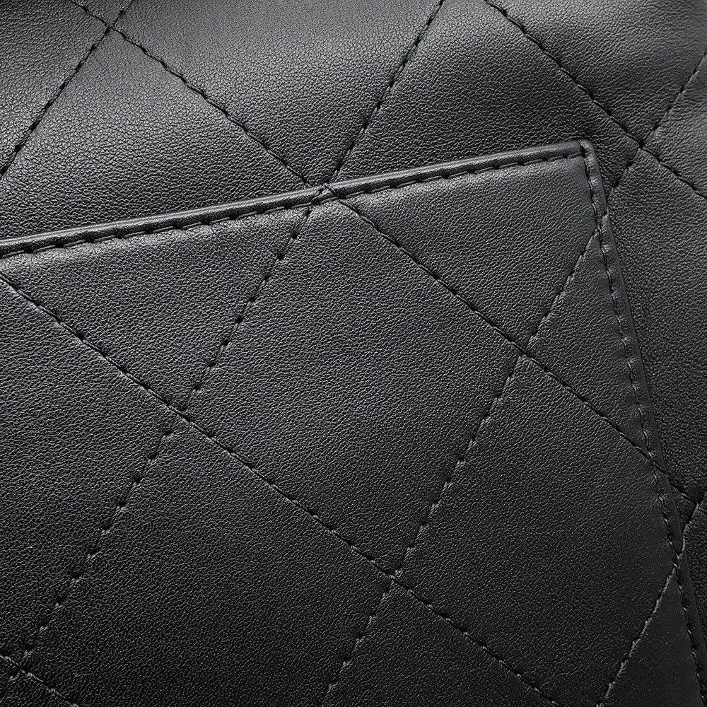 Chanel Chain Shoulder Bag Top Handle Flap CC Logo Large Calfskin Black — view 9