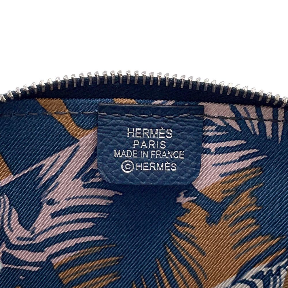 Hermes Coin Case Azap Compact Mini Silk in Blue Deplus Silver Epsom — view 9