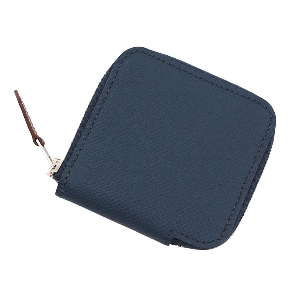 Hermes Coin Case Azap Compact Mini Silk in Blue Deplus Silver Epsom