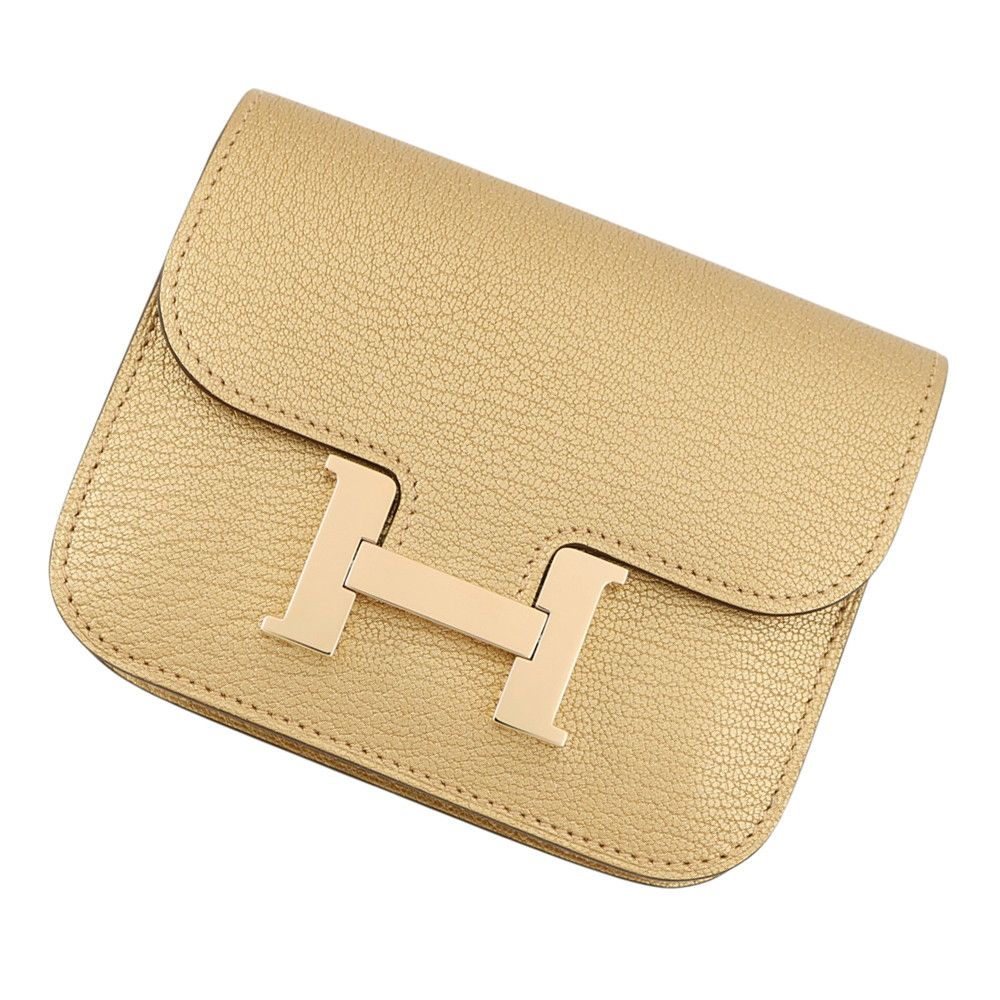 Hermes Wallet Constance Slim Dress Champagne Gold Chevre Sham Kira Coin Case