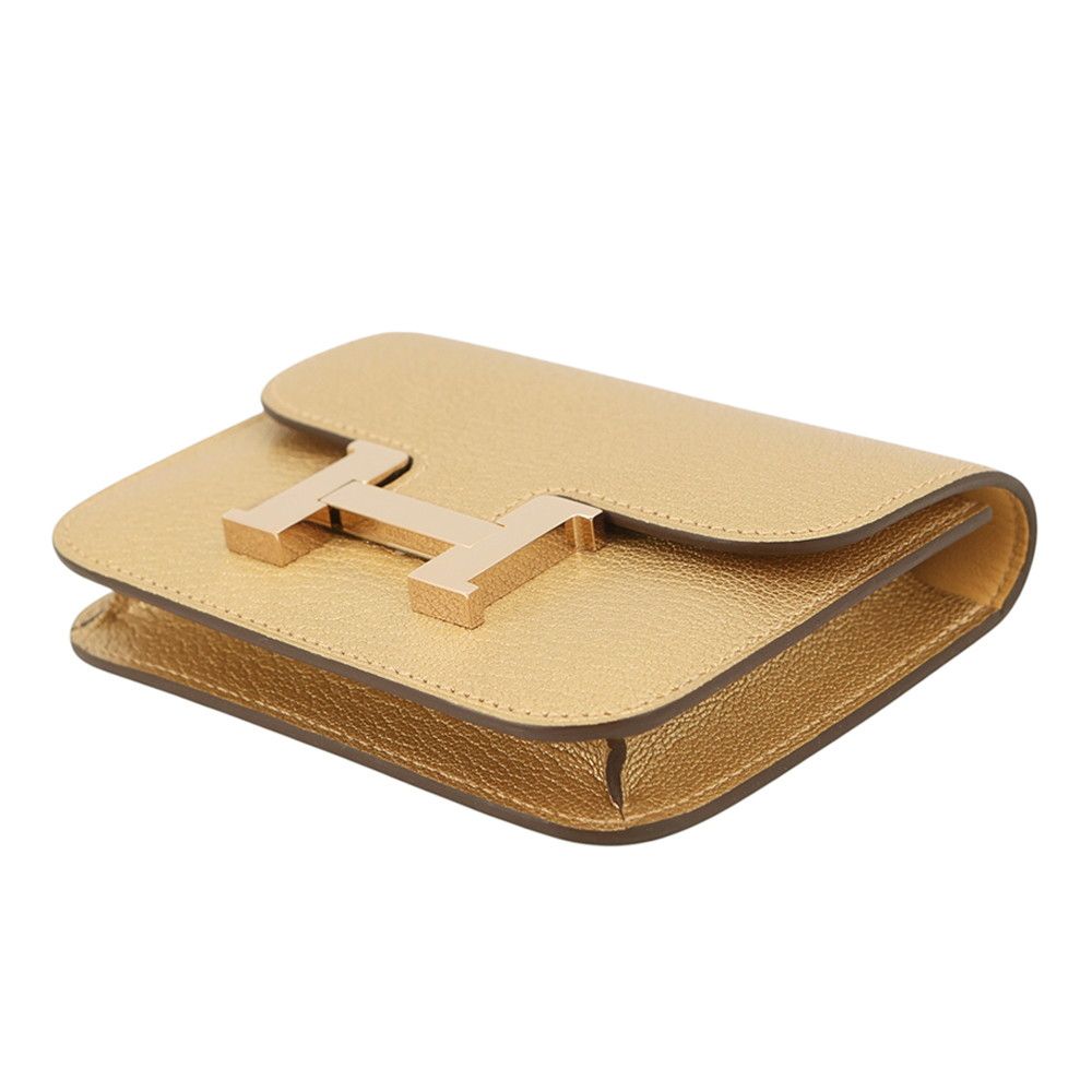 Hermes Wallet Constance Slim Dress Champagne Gold Chevre Sham Kira Coin Case — view 2