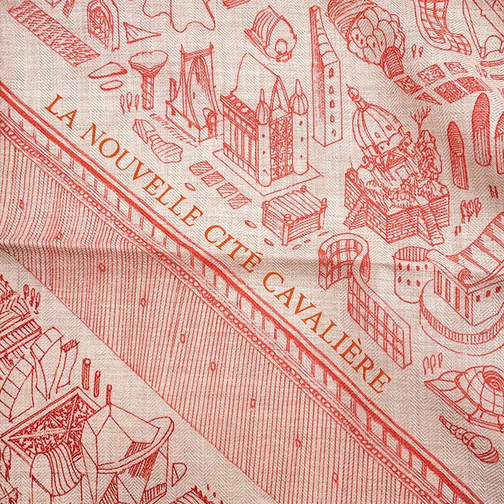 Hermes Shawl Carre 140 Geant la Nouvelle Cite Cavaliere Silk Cashmere Scarf — view 3