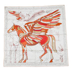 Hermes Shawl Carre 140 Jean Pegase D'hermes Silk White Scarf
