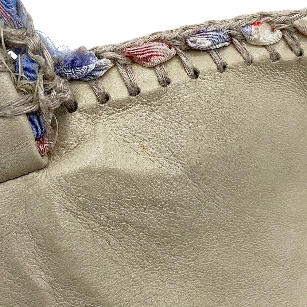 Chanel Chain Shoulder Bag Quilted 30 CC Logo Raffia Ribbon Double — view 9