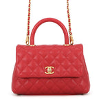 Chanel Quilted CC Logo Coco Handle Caviar Leather 2-Way Shoulder
