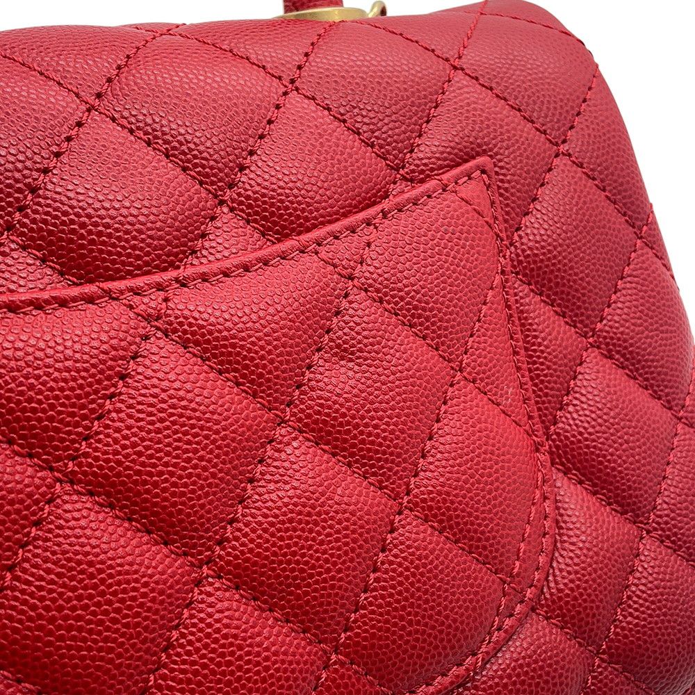 Chanel Quilted CC Logo Coco Handle Caviar Leather 2-Way Shoulder — view 9