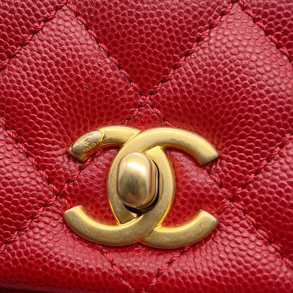 Chanel Quilted CC Logo Coco Handle Caviar Leather 2-Way Shoulder — view 7