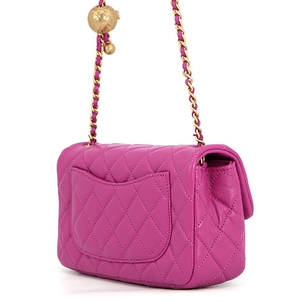 Chanel Chain Shoulder Bag CC Logo Quilted 20 Coco Ball Lambskin — view 2