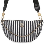 Chanel Shoulder Bag CC Logo Large Hobo Nylon 2-Way White Black
