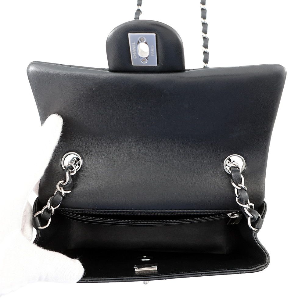 Chanel Chain Shoulder Bag Mini Quilted 20 CC Logo Lambskin Black — view 5
