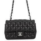 Chanel Chain Shoulder Bag Mini Quilted 20 CC Logo Lambskin Black