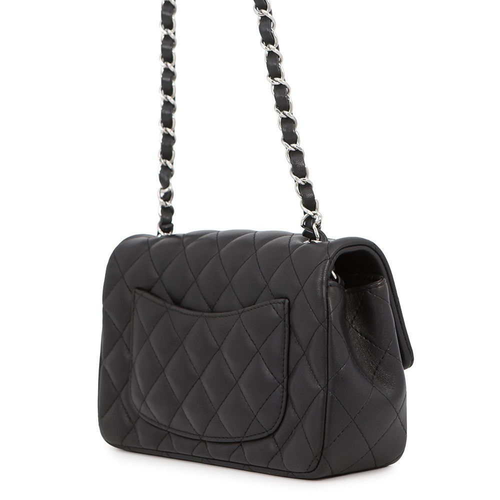 Chanel Chain Shoulder Bag Mini Quilted 20 CC Logo Lambskin Black — view 2