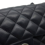 Chanel Chain Shoulder Bag Mini Quilted 20 CC Logo Lambskin Black — view 7