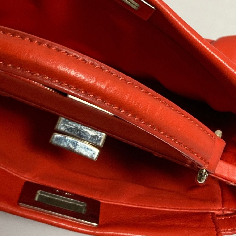 Fendi Peekaboo Mini Leather Handbag Orange — view 6