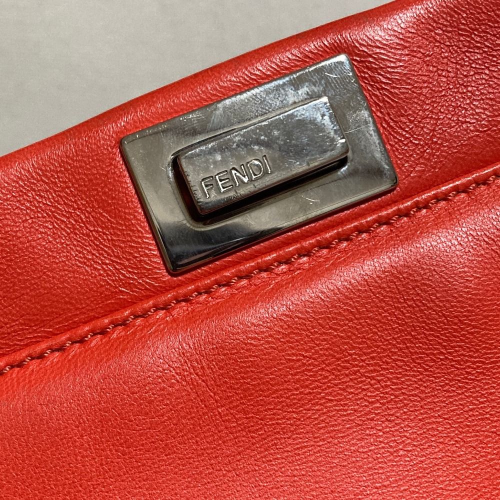 Fendi Peekaboo Mini Leather Handbag Orange — view 5