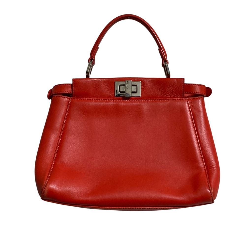 Fendi Peekaboo Mini Leather Handbag Orange — view 2