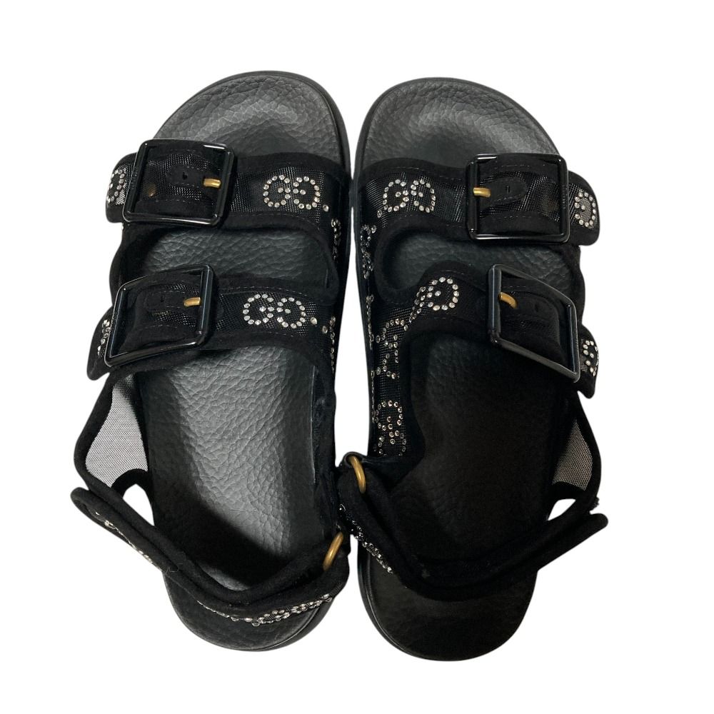 Gucci GG Logo Crystal Platform Sandals 35 Black — view 4