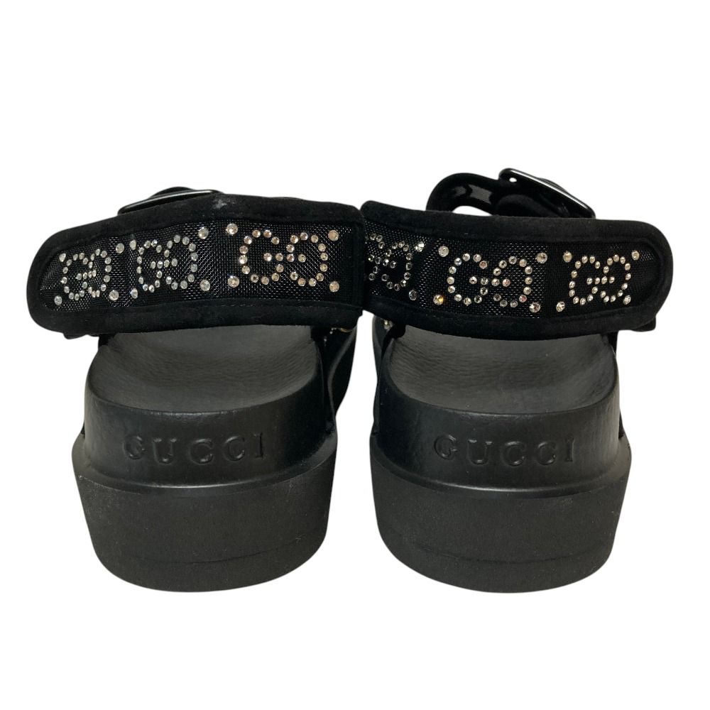 Gucci GG Logo Crystal Platform Sandals 35 Black — view 3