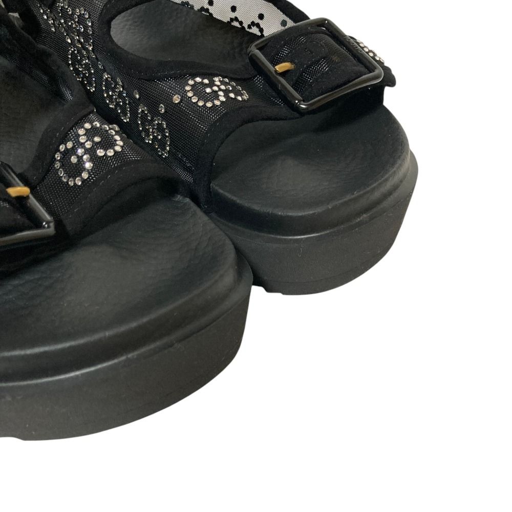 Gucci GG Logo Crystal Platform Sandals 35 Black — view 6