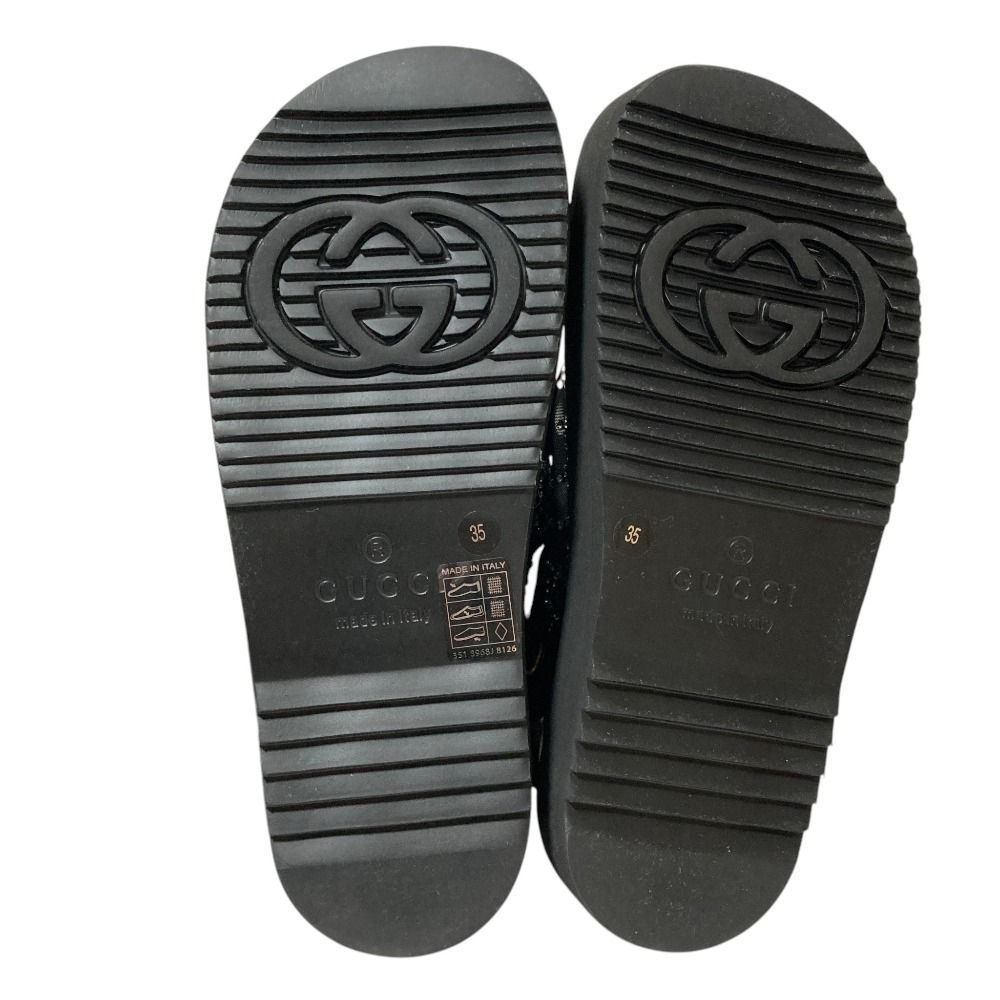 Gucci GG Logo Crystal Platform Sandals 35 Black — view 5