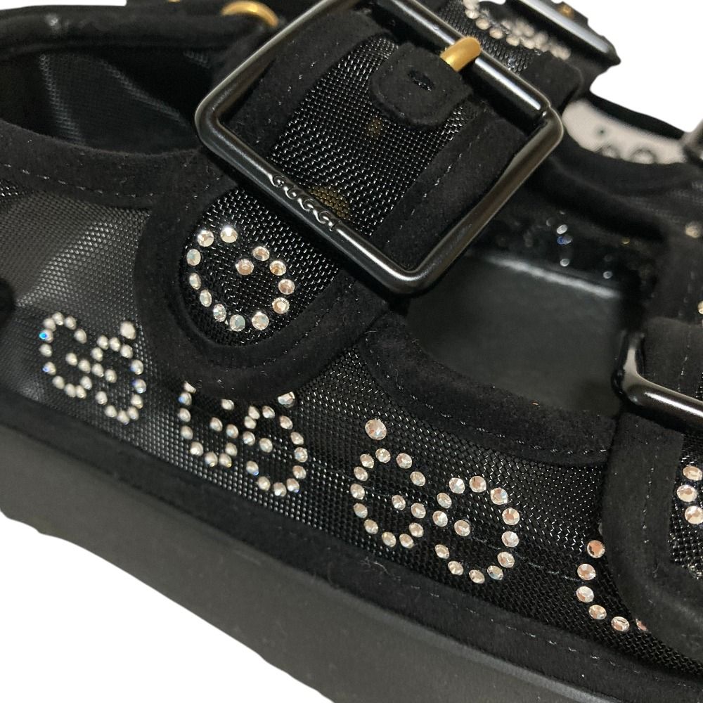 Gucci GG Logo Crystal Platform Sandals 35 Black — view 7
