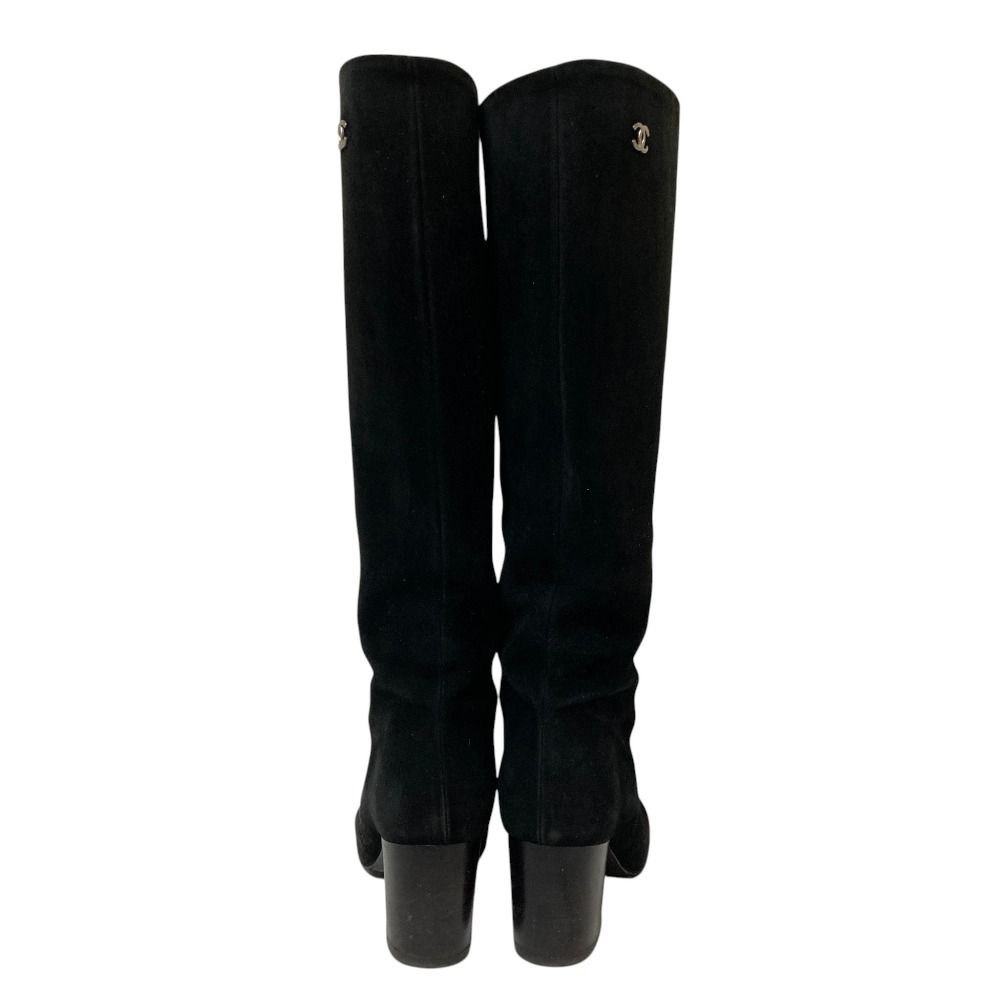 Chanel Suede Long Boots 34.5 Black — view 3