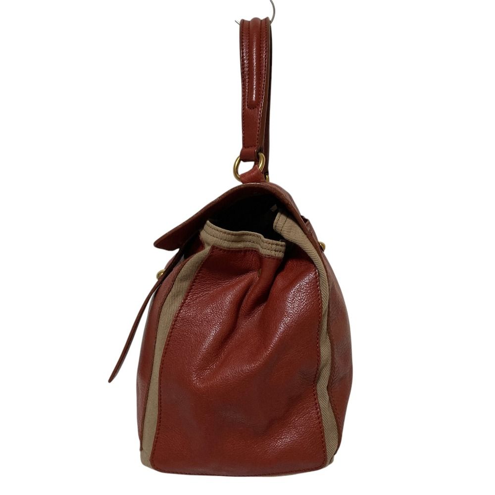 Saint Laurent Leather Muse Tote One Handle Red Beige — view 2