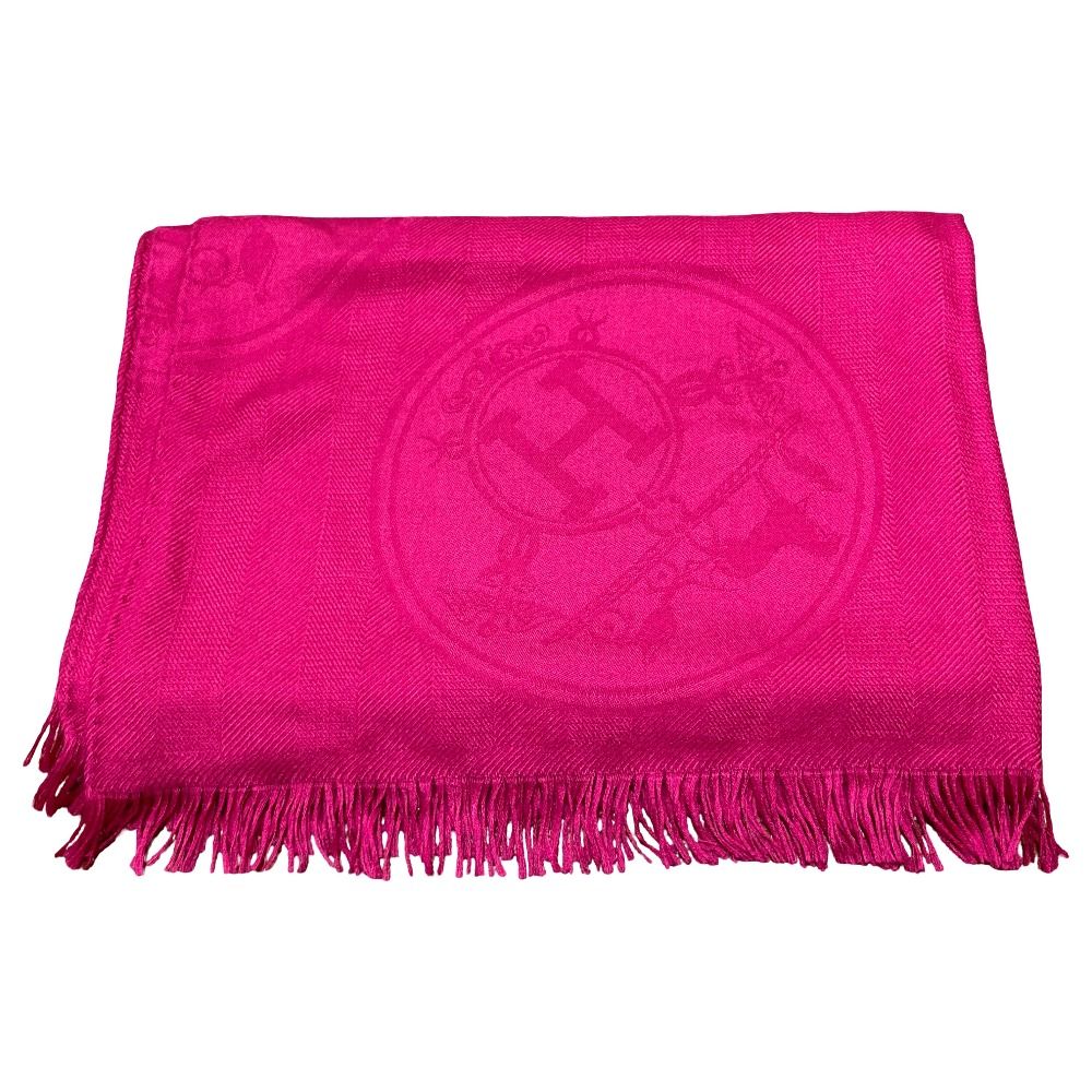 Hermes New Bliss Cashmere Silk Large Shawl Rose Pink Scarf