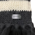Saint Laurent Mohair Blend Fringe Border Knit Scarf Black Ivory — view 3